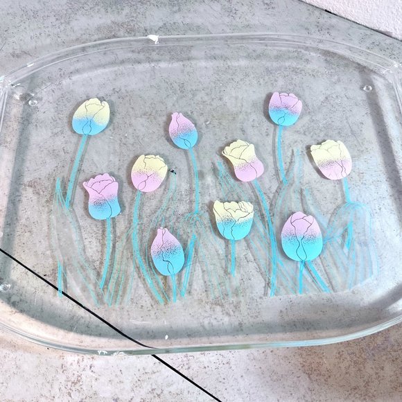 Set of Culver Tulip Acrylic Serving Tray Pitcher Tumblers - Picture 3 of 10